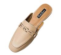 aaSccex Mules pour femme - Sandales d'été élégantes - Bout fermé - Sandales plates confortables - Largeur supplémentaire - Sandales de plage, kaki, 41 EU