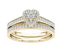 aaSccex Paire de bagues en argent 925 avec zircon plaqué or - Réglables, 7, Métal, Aucune pierre précieuse