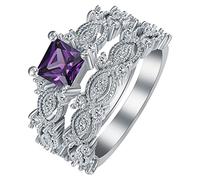aaSccex Présentoir Bijoux Bagues bagues de mariage ensemble bijoux bagues pour femme dames bague ensemble Crochets Trucs Anneaux (Purple, 7)