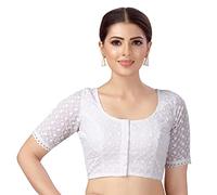 Aashita Creations Women's Cotton Half Sleeves Chikankari Saree Blouse-Size 40 inch_1136