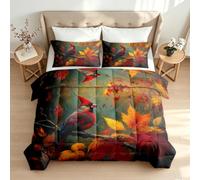AASIRA Couette Imprimée 220x240 Cardinal Rouge d'automne 4 Saisons Chaude
