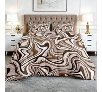 AASIRA Couette Matelassée 200x200 Marbre Abstrait 2 Personnes | Douce Literie Réversible Couette Imprimé Vintage Marron Beige Lavable Édredon 4 Saisons avec 2 Taies d'oreiller 2/205