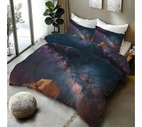 AASIRA Housse de Couette 140x200 Désert Ciel étoilé Parure de Lit 1 Personne Enfant Réversible Imprimé 3D Nature Paysage Microfibre avec Fermeture Éclair et 2 Taies d'oreiller 50x75cm3G115