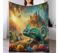 AASWDDS Animal Caméléon Couverture Flannel Douce Et Chaude, Entretien Facile À La Machine, pour Voyager, Lit Ou Canapé 140×180cm