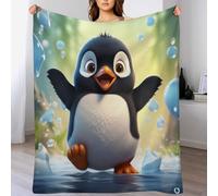 AASWDDS Animal Pingouin Impression 3D Couverture Légère en Polaire De Flannel Linge De Lit Couvre-lit Couvertures De Canapé 150×200cm