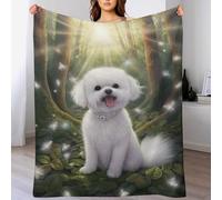 AASWDDS Bichon frisé Couverture Douce Et Chaude Confortable en Flanelle Couverture De Canapé Couvertures Facile À Manipuler 180×200cm