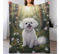 AASWDDS Bichon frisé Plaid Couverture Polaire, Couvertures Polair Flanneladaptée Aux Canapés Et Aux Lits - Chaud, Facile À Entretenir 140×180cm