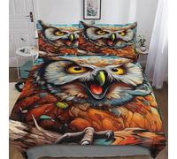 AASWDDS Chouette Housse De Couette avec Taie d'oreiller Parure De Lit pour Toutes Les Saisons Microfibre Ensemble Housse Couette Double (200x200cm)