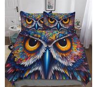 AASWDDS Chouette Housse De Couette avec Taie d'oreiller Parure De Lit pour Toutes Les Saisons Microfibre Ensemble Housse Couette King(220x240cm)