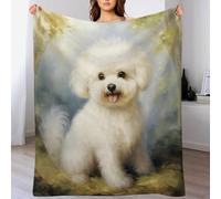 AASWDDS Couverture Polaire en Flannel Douce Bichon frisé, Couvertures Chaude Et Confortable pour Canapé Ou Lit Facile À Manipuler 130×150cm