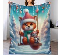 AASWDDS Couverture Polaire Flannel Animal Renard Doux Thermique pour Lit Et Canapé pour Améliorer Le Sommeil 140×180cm