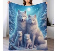AASWDDS Couverture Polaires en Animal Loup, Couvertures Moelleuses, Flannel Légère Super Douce avec Imprimé pour Canapé, 100×130cm