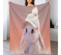 AASWDDS Couverture Polaires en Lapin, Couvertures Moelleuses, Flannel Légère Super Douce avec Imprimé pour Canapé, 140×180cm