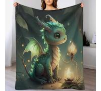 AASWDDS Dragon Mignon Couverture Polaire - Couvertures De Canapé en Peluche Flannel Douce Et Moelleuse pour Lit 100×130cm