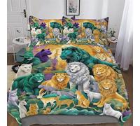 AASWDDS Famille d'animaux Housse De Couette Et Taies d'oreiller 2 Pièces Housse Couette en Microfibre pour Enfants Parure De Lit Single(135x200cm)