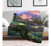 AASWDDS Impression des Lotus Couverture en Flannel Super Doux Non Rejet Couvertures Polaire en Peluche Ultra Luxueuse 100×130cm