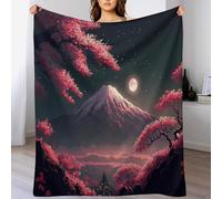 AASWDDS Japanese Cerise Blossoms Impression 3D Couverture Légère en Polaire De Flannel Linge De Lit Couvre-lit Couvertures De Canapé 130×150cm