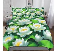 AASWDDS Lotus Ensemble De Literie Housse De Couette, Ultra Doux Microfibre 3 Pièces avec Taie d'oreiller, pour Enfants Adultes Double (200x200cm)