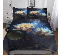 AASWDDS Lotus Parure De Lit Housse De Couette Et Taies d'oreiller, 3 Pièces Ensemble Ultra Doux Microfibre Hypoallergénique King(220x240cm)