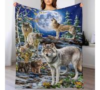 AASWDDS Loup Couverture Polaire - Couvertures De Canapé en Peluche Flannel Douce Et Moelleuse pour Lit 100×130cm
