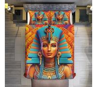 AASWDDS mythologie égyptienne Parure De Lit Housse De Couette Et Taies d'oreiller, 3 Pièces Ensemble Doux Microfibre pour Enfants Et Adolescents Double (200x200cm)