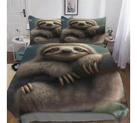 AASWDDS Paresseux Housse De Couette Parure De Lit avec Taie d'oreiller Doux Et Confortable Sets De Housse Couette en Microfibre Double (200x200cm)