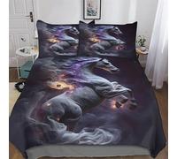 AASWDDS Pégase du Destin Parure De Lit 3 Pièces avec Taie d'oreiller Douce Microfibre Housse De Couette pour Enfants Adultes Double (200x200cm)