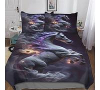 AASWDDS Pégase du Destin Parure De Lit Housse De Couette avec Taie d'oreiller 2 Pièces Microfibre pour Enfants Adultes Housse Couette Single(135x200cm)