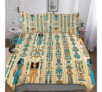 AASWDDS Pharaons d'Égypte Sets Housse De Couette avec Taies d'oreiller, Imprimé Microfibre Literie 3 Pièces Parure De Lit 3D Linge De Lit King(220x240cm)