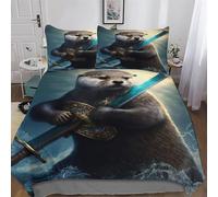 AASWDDS Pirate Loutre Housse De Couette, Parure De Lit pour Enfant Adultes 3 Pièces avec Taie-Douce Microfibre Housse Couette King(220x240cm)