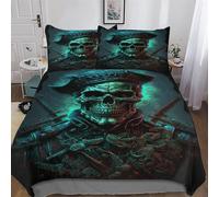 AASWDDS The Pirate Crâne 3 Pièces Housse De Couette Doux Microfibre Parure De Lit Enfants Adulte avec Taie d'oreiller Ensembles Housse Couette King(220x240cm)