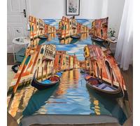 AASWDDS Vue sur Les canaux de Venise Parure De Lit Housse De Couette Et Taies d'oreiller, 3 Pièces Ensemble Doux Microfibre pour Enfants Et Adolescents Double (200x200cm)