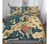 AASWDFR Carte de l'europe Parure De Lit Microfibre De Housses De Couette 3 Pièces Ensemble De Housse Couette avec Taies d'oreiller pour Enfants King(220x240cm)