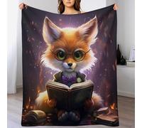 AASWSWW Animal Renard Plaid Couverture Polaire, Couvertures en Toute Saison Légère Chaude Douce Moelleuse pour Lit Et Canapé-lit （180×200cm）
