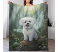 AASWSWW Bichon frisé Couverture De Salon en Flannel Jeté De Lit comme Couvertures De Canapé De Lit （130×180cm）