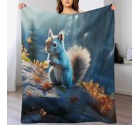 AASWSWW Couverture Chaude Confortable en Flannel Molleton De Flanelle Motif écureuil, Couvertures en Toute Saison pour Lit (130×180cm)