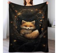 AASWSWW Couverture Polaire en Flannel Douce Animal Renard, Couvertures Chaude Et Confortable pour Canapé Ou Lit Facile À Manipuler （130×180cm）