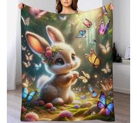 AASWSWW Couverture Polaire Flannel Lapin Mignon Doux Thermique pour Lit Et Canapé pour Améliorer Le Sommeil （140×180cm）