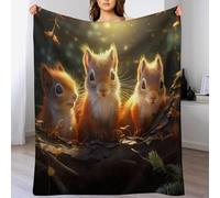 AASWSWW Couverture Polaires en écureuil, Couvertures Moelleuses, Flannel Légère Super Douce avec Imprimé pour Canapé, （180×200cm）