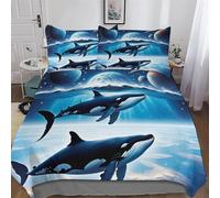 AASWSWW étoilery Sky Whale Parure De Lit Housse De Couette Et Taie d'oreiller À Impression Ultra Doux Microfibre -Housse Couette King(220x240cm)