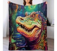 AASWSWW Impression des Crocodile Couverture en Flannel Super Doux Non Rejet Couvertures Polaire en Peluche Ultra Luxueuse （100×130cm）