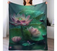 AASWSWW Impression des Lotus Flower Couverture en Flannel Super Doux Non Rejet Couvertures Polaire en Peluche Ultra Luxueuse （150×200cm）