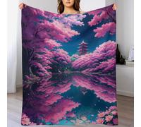 AASWSWW Japanese Cerise Blossoms Impression 3D Couverture Légère en Polaire De Flannel Linge De Lit Couvre-lit Couvertures De Canapé （150×200cm）