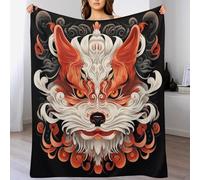 AASWSWW Japanese Renard Pattern Impression 3D Couvertures Légère en Polaire De Flannel Linge De Lit Couvre-lit Couverture De Canapé （150×200cm）