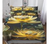 AASWSWW Lotus Parure De Lit Housse De Couette Et Taie d'oreiller À Impression Ultra Doux Microfibre -Housse Couette Single(135x200cm)