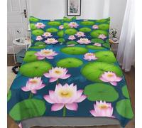 AASWSWW Lotus Parure De Lit Housse De Couette Et Taies d'oreiller, 3 Pièces Ensemble Ultra Doux Microfibre Hypoallergénique Double (200x200cm)