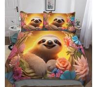 AASWSWW Paresseux Mignon Housse De Couette avec Taie d'oreiller Parure De Lit pour Toutes Les Saisons Microfibre Ensemble Housse Couette Double (200x200cm)