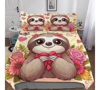 AASWSWW Paresseux Mignon Parure De Lit - Microfibre 3 Pièces Housse De Couette Douce - Linge De Lits avec Taies d'oreiller pour Enfants Adultes Double (200x200cm)