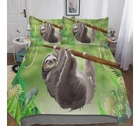 AASWSWW Paresseux Parure De Lit Ensemble De Housse De Couette Fixé À 3 Pièces Housse Couette Microfibre avec Taie d'oreiller pour Enfants Double (200x200cm)