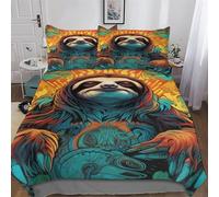 AASWSWW Paresseux Sets Housse De Couette avec Taies d'oreiller, Imprimé Microfibre Literie 3 Pièces Parure De Lit 3D Linge De Lit Double (200x200cm)